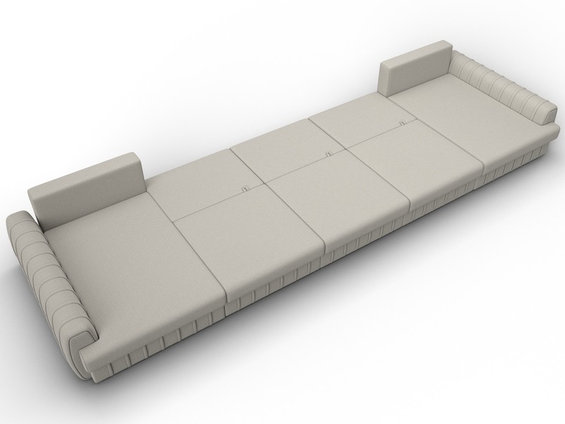 Диван П-образный Лига-057 НПБ МегаЛонг, Рогожка, Амур 02 бежевый