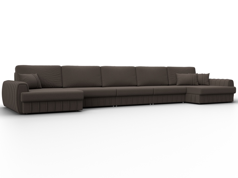 Диван П-образный Лига-057 НПБ МегаЛонг, Рогожка, Амур 05 коричневый