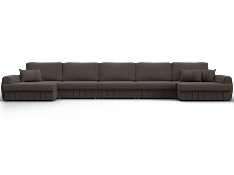 Диван П-образный Лига-057 НПБ МегаЛонг, Рогожка, Амур 05 коричневый