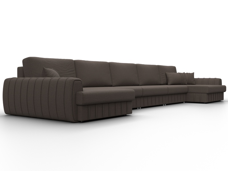 Диван П-образный Лига-057 НПБ МегаЛонг, Рогожка, Амур 05 коричневый