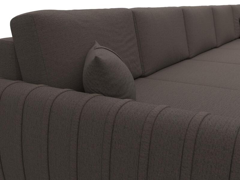 Диван П-образный Лига-057 НПБ МегаЛонг, Рогожка, Амур 05 коричневый