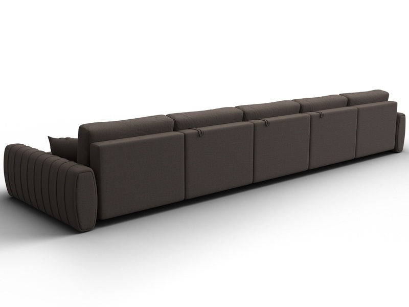 Диван П-образный Лига-057 НПБ МегаЛонг, Рогожка, Амур 05 коричневый