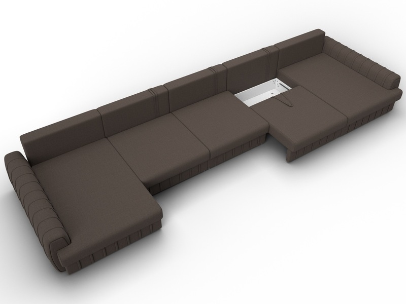 Диван П-образный Лига-057 НПБ МегаЛонг, Рогожка, Амур 05 коричневый