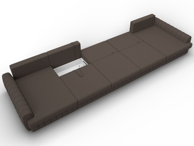 Диван П-образный Лига-057 НПБ МегаЛонг, Рогожка, Амур 05 коричневый