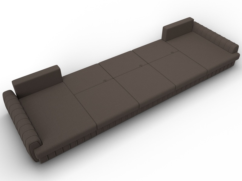 Диван П-образный Лига-057 НПБ МегаЛонг, Рогожка, Амур 05 коричневый