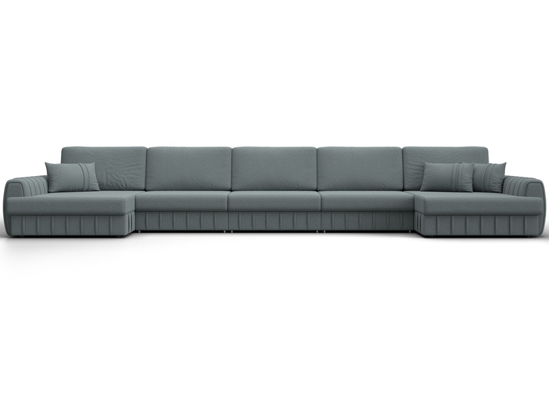 Диван П-образный Лига-057 НПБ МегаЛонг, Рогожка, Амур 07 серый