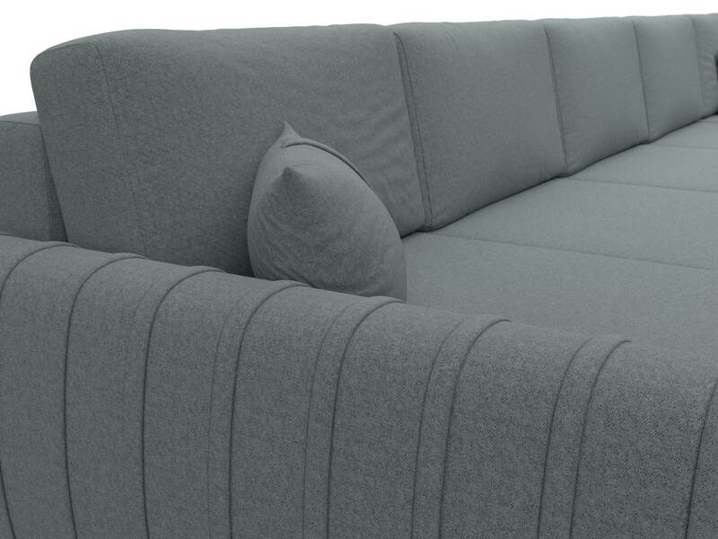 Диван П-образный Лига-057 НПБ МегаЛонг, Рогожка, Амур 07 серый