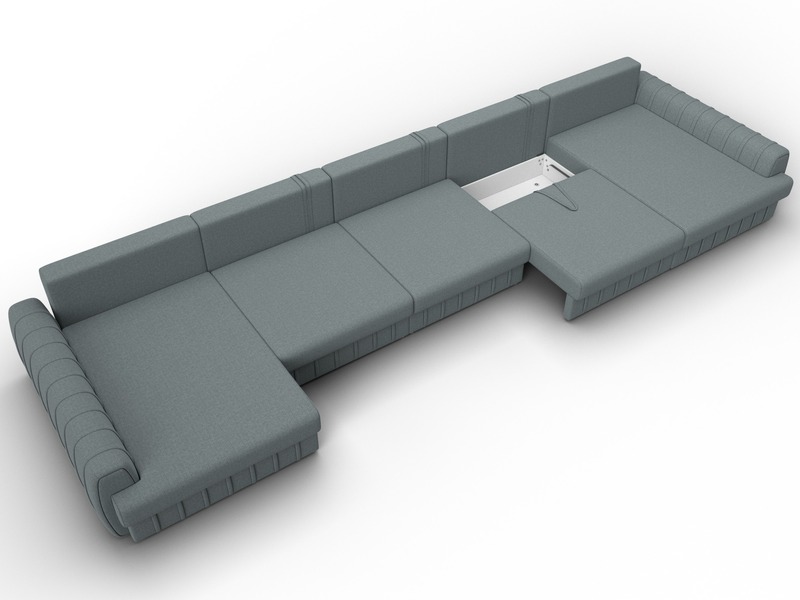 Диван П-образный Лига-057 НПБ МегаЛонг, Рогожка, Амур 07 серый