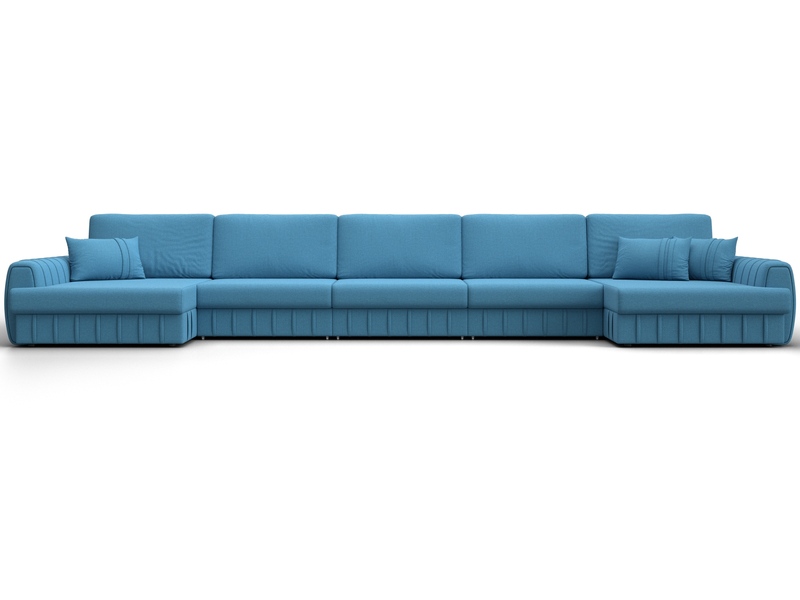 Диван П-образный Лига-057 НПБ МегаЛонг, Рогожка, Амур 10 голубой