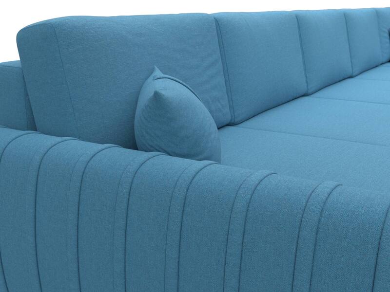 Диван П-образный Лига-057 НПБ МегаЛонг, Рогожка, Амур 10 голубой