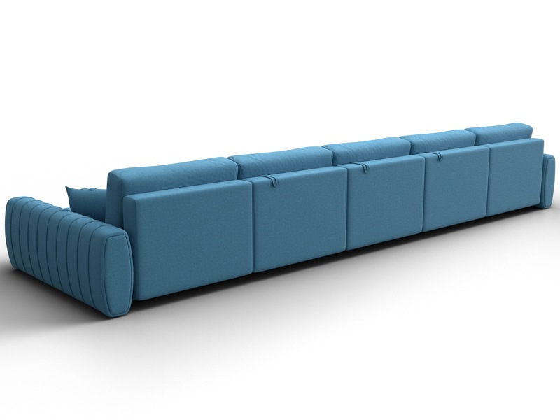 Диван П-образный Лига-057 НПБ МегаЛонг, Рогожка, Амур 10 голубой