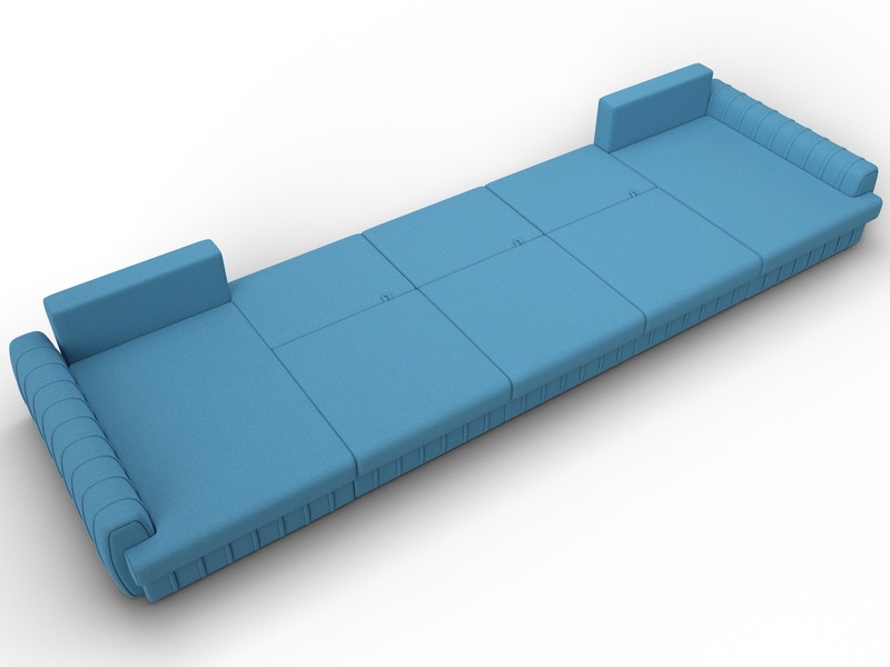 Диван П-образный Лига-057 НПБ МегаЛонг, Рогожка, Амур 10 голубой