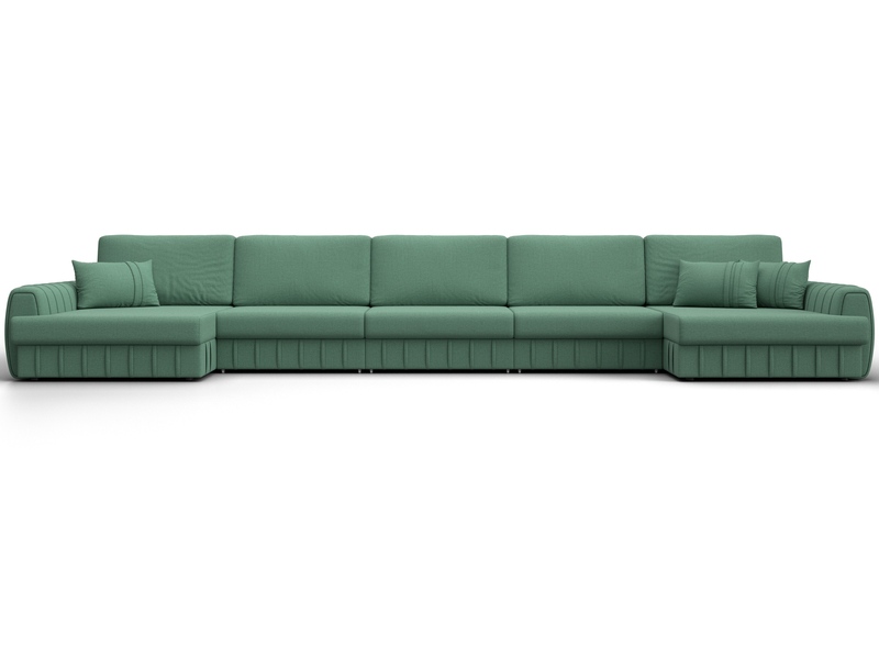 Диван П-образный Лига-057 НПБ МегаЛонг, Рогожка, Амур 11 зеленый