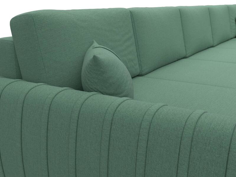 Диван П-образный Лига-057 НПБ МегаЛонг, Рогожка, Амур 11 зеленый