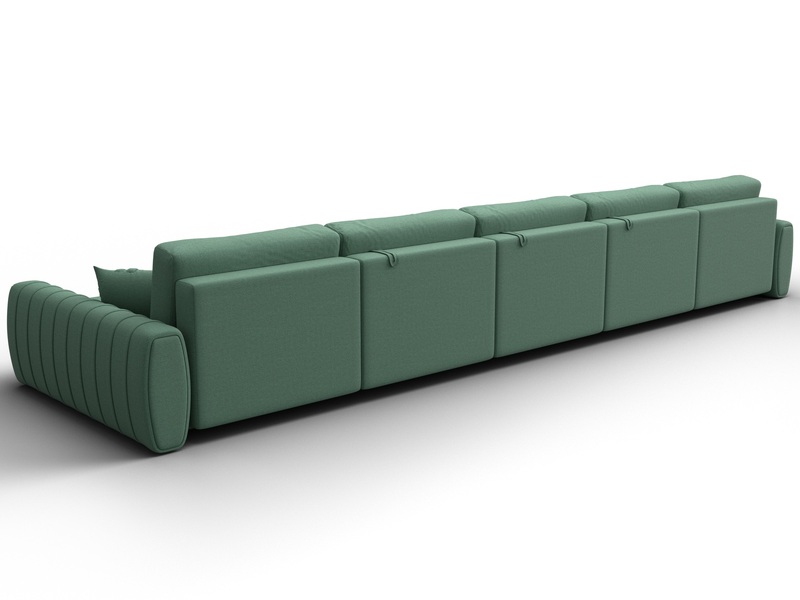 Диван П-образный Лига-057 НПБ МегаЛонг, Рогожка, Амур 11 зеленый