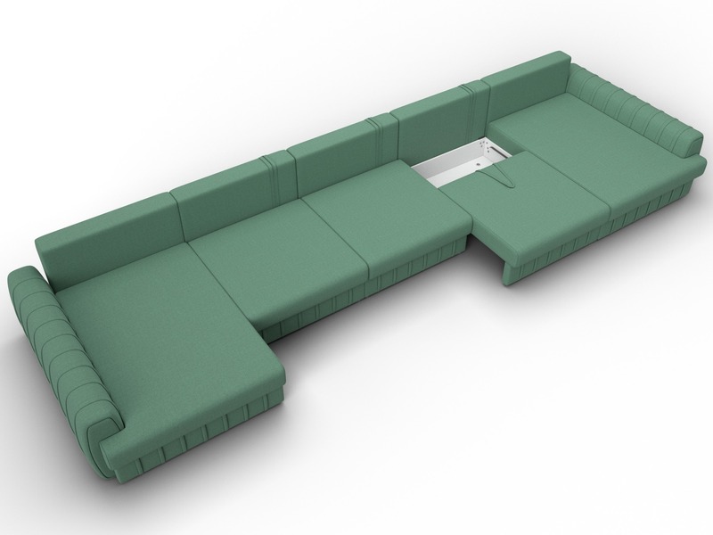 Диван П-образный Лига-057 НПБ МегаЛонг, Рогожка, Амур 11 зеленый