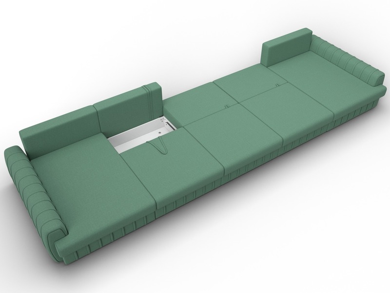 Диван П-образный Лига-057 НПБ МегаЛонг, Рогожка, Амур 11 зеленый