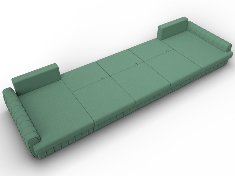 Диван П-образный Лига-057 НПБ МегаЛонг, Рогожка, Амур 11 зеленый