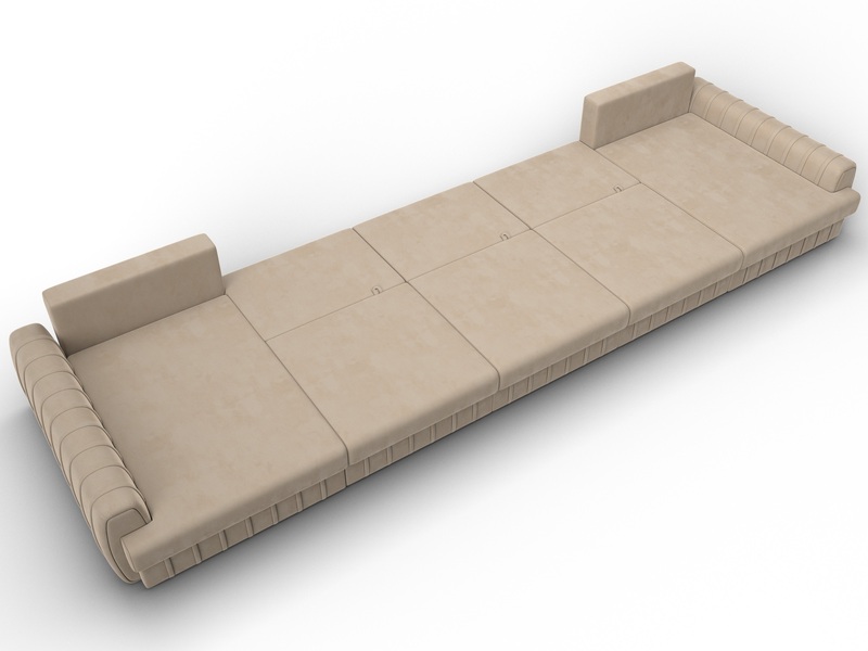 Диван П-образный Лига-057 НПБ МегаЛонг, Велюр, SEVEN 729 бежевый