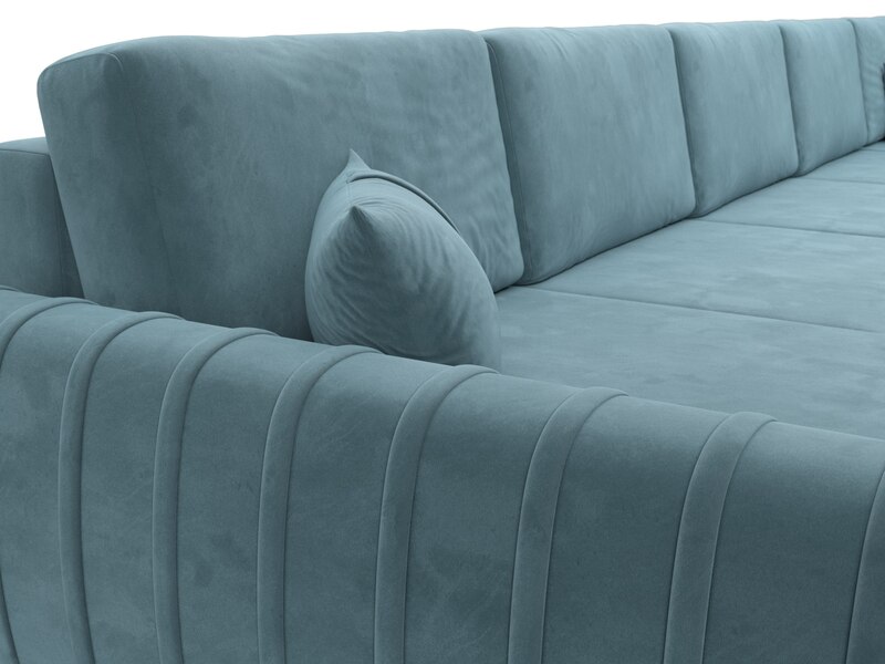 Диван П-образный Лига-057 НПБ МегаЛонг, Велюр, SEVEN 113 бирюзовый