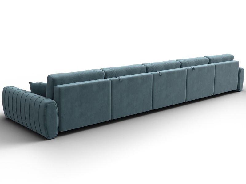 Диван П-образный Лига-057 НПБ МегаЛонг, Велюр, SEVEN 113 бирюзовый