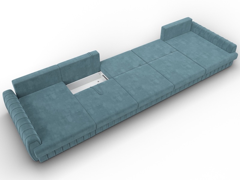 Диван П-образный Лига-057 НПБ МегаЛонг, Велюр, SEVEN 113 бирюзовый