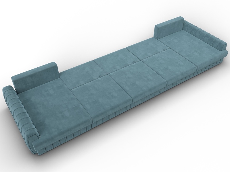 Диван П-образный Лига-057 НПБ МегаЛонг, Велюр, SEVEN 113 бирюзовый