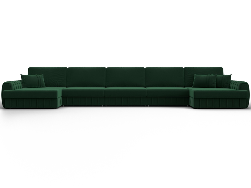 Диван П-образный Лига-057 НПБ МегаЛонг, Велюр, SEVEN 626 зеленый