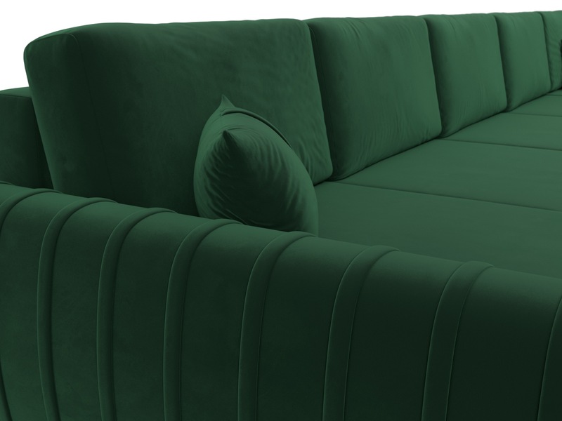 Диван П-образный Лига-057 НПБ МегаЛонг, Велюр, SEVEN 626 зеленый