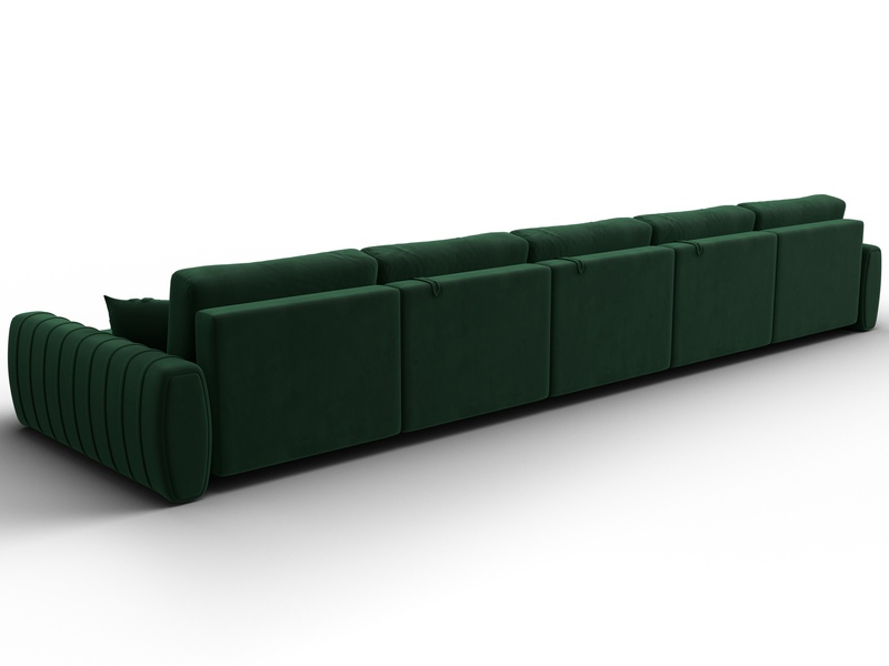 Диван П-образный Лига-057 НПБ МегаЛонг, Велюр, SEVEN 626 зеленый