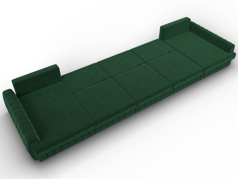 Диван П-образный Лига-057 НПБ МегаЛонг, Велюр, SEVEN 626 зеленый
