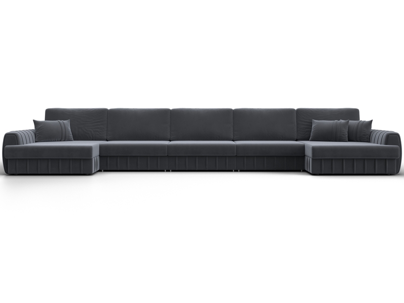 Диван П-образный Лига-057 НПБ МегаЛонг, Велюр, SEVEN 17 серый