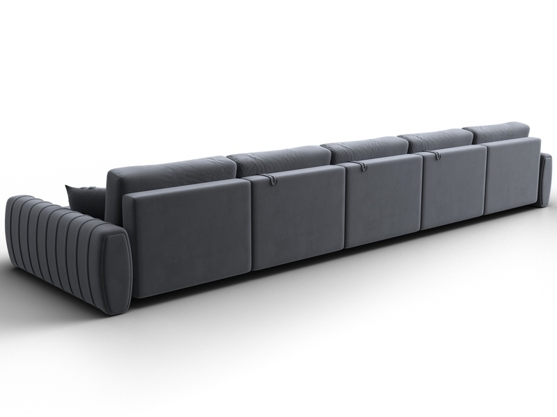 Диван П-образный Лига-057 НПБ МегаЛонг, Велюр, SEVEN 17 серый