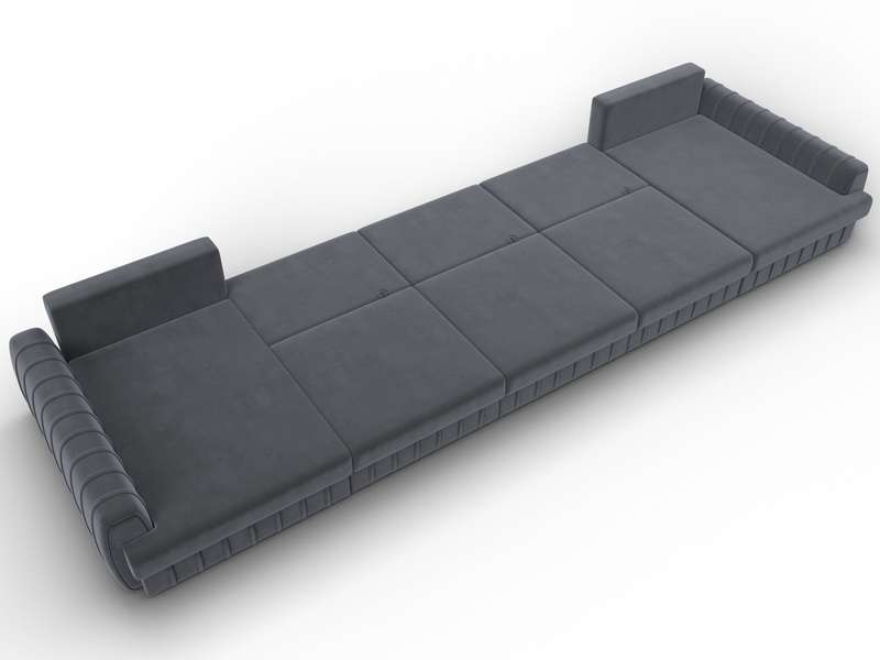 Диван П-образный Лига-057 НПБ МегаЛонг, Велюр, SEVEN 17 серый