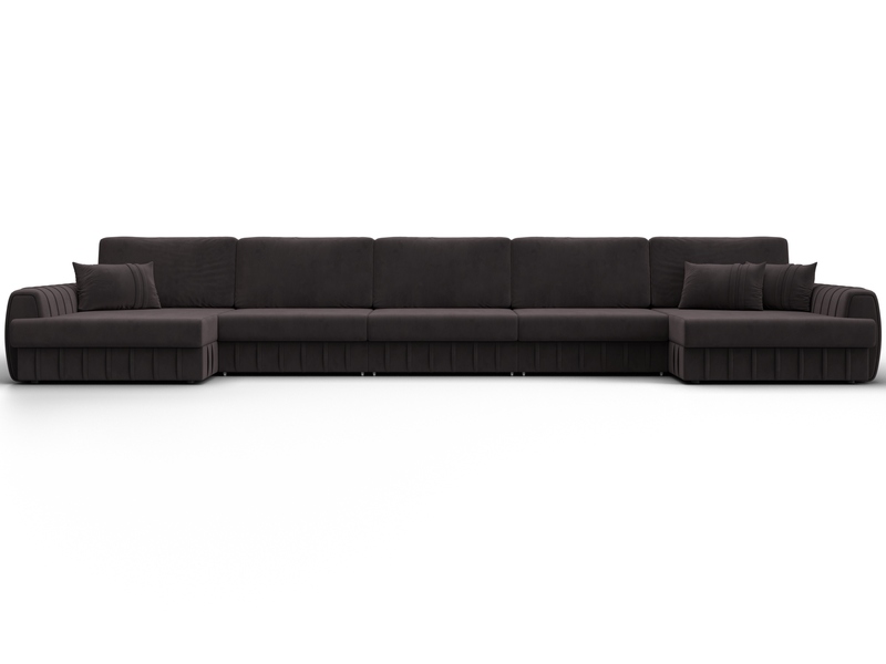 Диван П-образный Лига-057 НПБ МегаЛонг, Велюр, SEVEN 727 коричневый