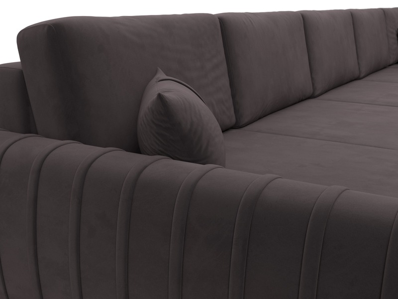 Диван П-образный Лига-057 НПБ МегаЛонг, Велюр, SEVEN 727 коричневый