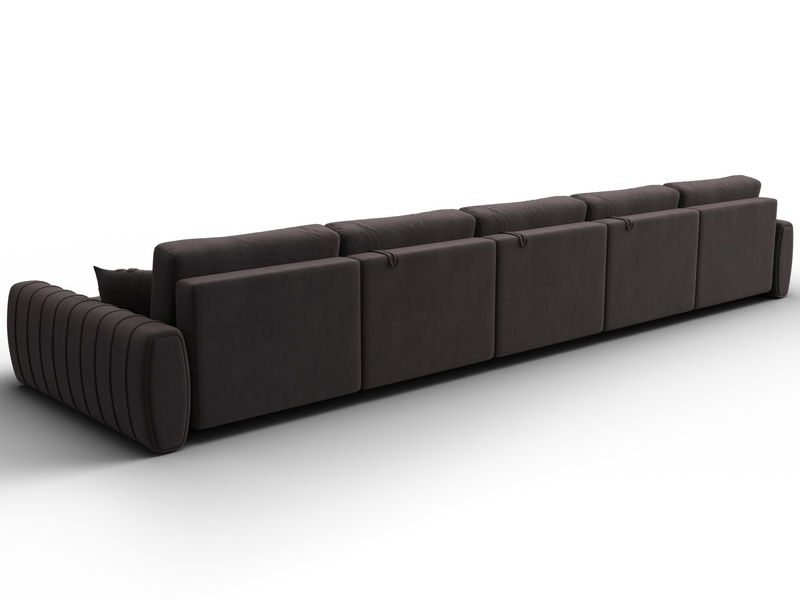 Диван П-образный Лига-057 НПБ МегаЛонг, Велюр, SEVEN 727 коричневый