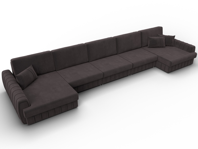 Диван П-образный Лига-057 НПБ МегаЛонг, Велюр, SEVEN 727 коричневый