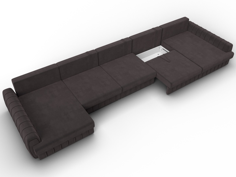 Диван П-образный Лига-057 НПБ МегаЛонг, Велюр, SEVEN 727 коричневый