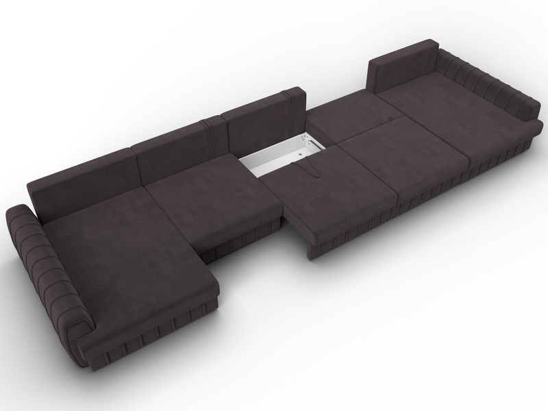 Диван П-образный Лига-057 НПБ МегаЛонг, Велюр, SEVEN 727 коричневый