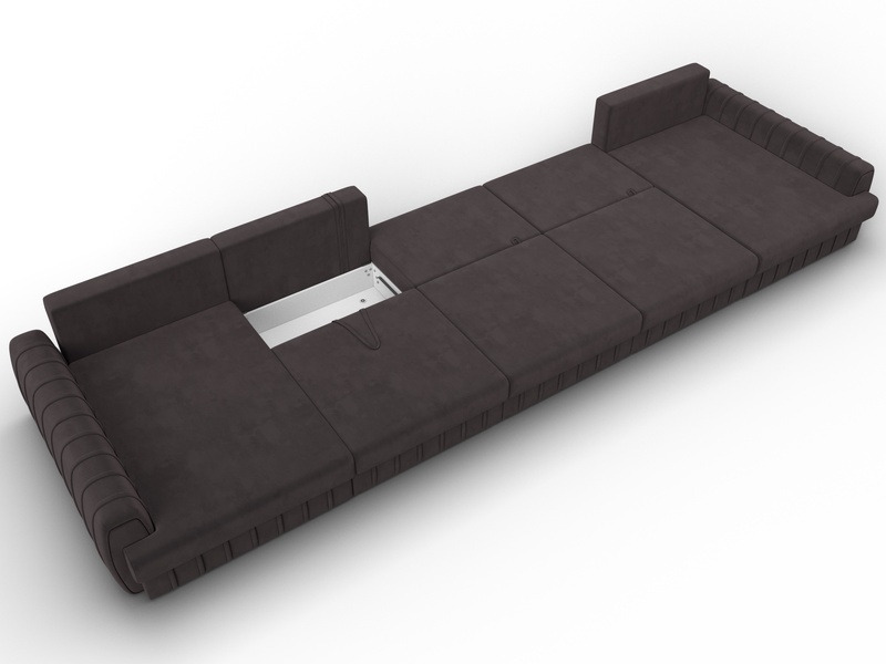 Диван П-образный Лига-057 НПБ МегаЛонг, Велюр, SEVEN 727 коричневый