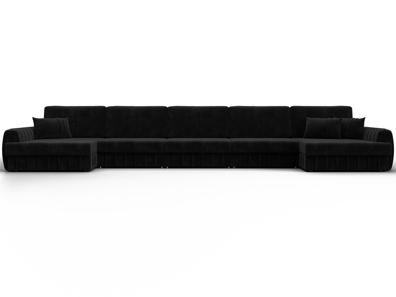 Диван П-образный Лига-057 НПБ МегаЛонг, Велюр, SEVEN 35 черный