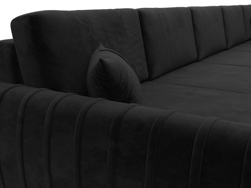 Диван П-образный Лига-057 НПБ МегаЛонг, Велюр, SEVEN 35 черный