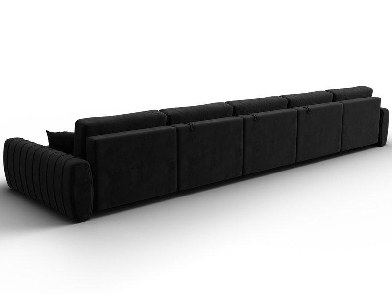 Диван П-образный Лига-057 НПБ МегаЛонг, Велюр, SEVEN 35 черный