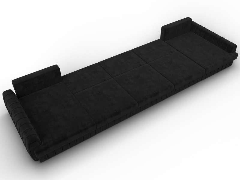 Диван П-образный Лига-057 НПБ МегаЛонг, Велюр, SEVEN 35 черный