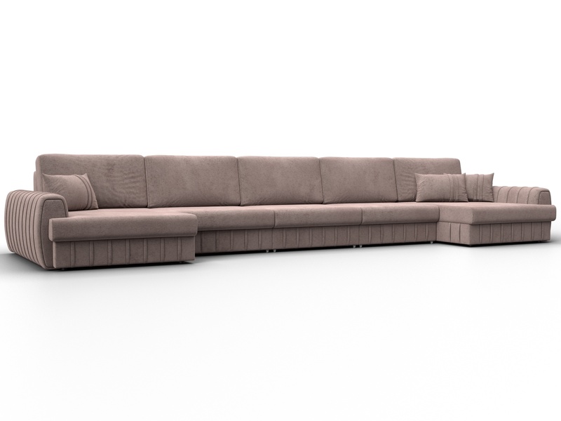 Диван П-образный Лига-057 НПБ МегаЛонг, Велюр, TOWER 05 бежевый