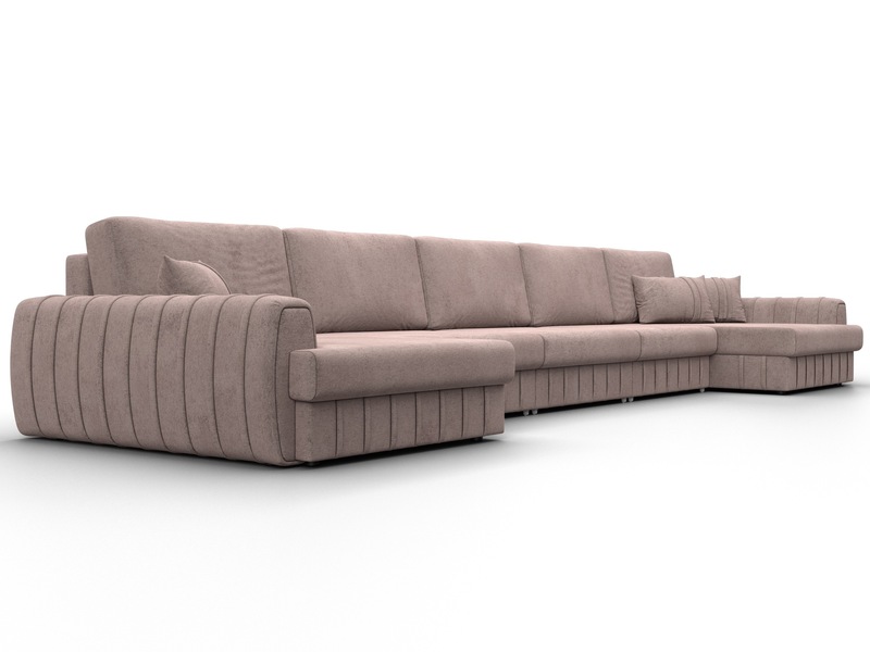 Диван П-образный Лига-057 НПБ МегаЛонг, Велюр, TOWER 05 бежевый