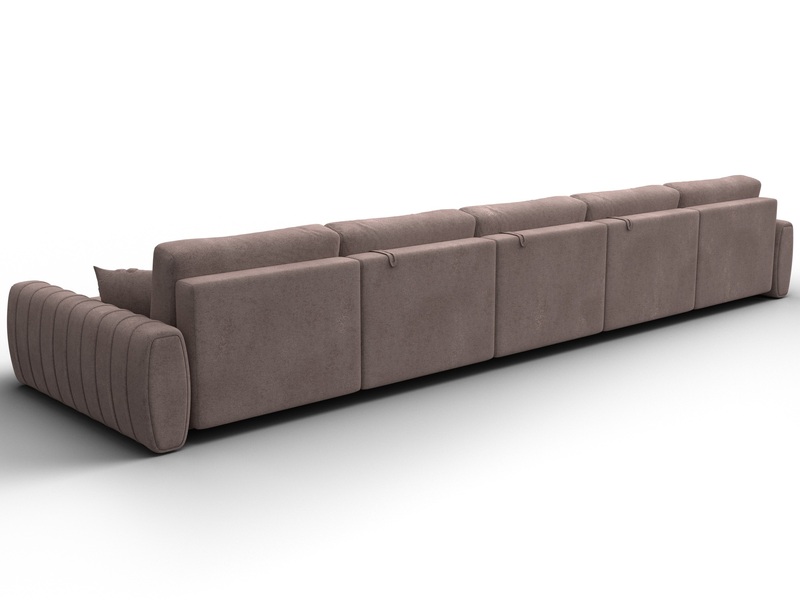 Диван П-образный Лига-057 НПБ МегаЛонг, Велюр, TOWER 05 бежевый