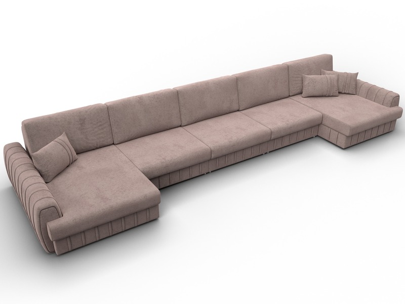 Диван П-образный Лига-057 НПБ МегаЛонг, Велюр, TOWER 05 бежевый