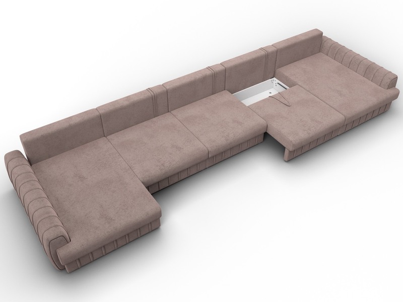 Диван П-образный Лига-057 НПБ МегаЛонг, Велюр, TOWER 05 бежевый